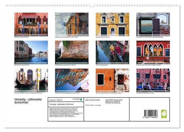 Produktbild: Venedig - pittoreske Sch&ouml;nheit (hochwertiger Premium Wandkalender 2026 DIN A2 quer), Kunstdruck in Hochglanz