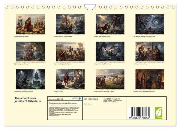 Produktbild: The adventurous journey of Odysseus (Wall Calendar 2027 DIN A4 landscape), CALVENDO 12 Month Wall Calendar