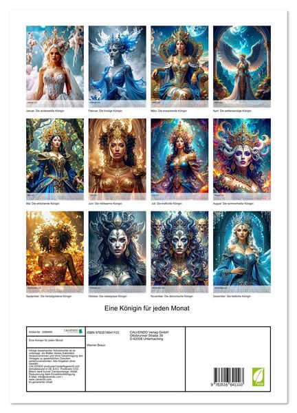 Produktbild: Eine K&ouml;nigin f&uuml;r jeden Monat (hochwertiger Premium Wandkalender 2026 DIN A2 hoch), Kunstdruck in Hochglanz