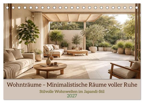 Produktbild: Wohntr&auml;ume &ndash; Minimalistische R&auml;ume voller Ruhe (Tischkalender 2027 DIN A5 quer), CALVENDO Monatskalender
