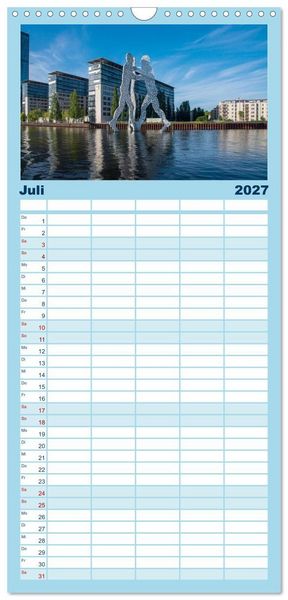 Produktbild: Familienplaner 2027 - Bootscharter nach Berlin mit 5 Spalten (Wandkalender, 21 x 45 cm) CALVENDO