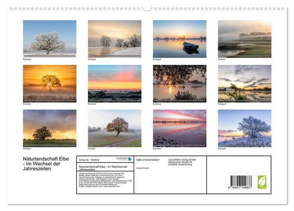 Produktbild: Naturlandschaft Elbe - Im Wechsel der Jahreszeiten (hochwertiger Premium Wandkalender 2026 DIN A2 quer), Kunstdruck in Hochglanz