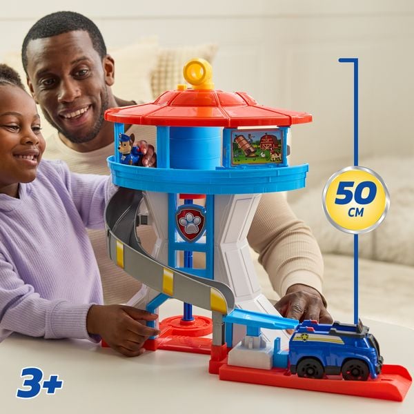 Produktbild: PAW Patrol - Lookout Tower, &uuml;ber 50 cm hoch, Hauptquartier Spielset mit 1 Basis Polizei-Fahrzeug, 2 Chase Figuren und Zubeh&ouml;r