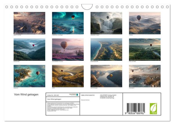 Produktbild: Vom Wind getragen (Wandkalender 2026 DIN A4 quer), CALVENDO Monatskalender