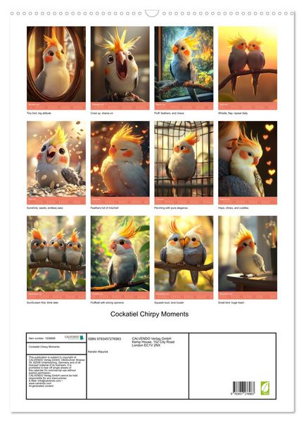 Produktbild: Cockatiel Chirpy Moments (Wall Calendar 2026 DIN A2 portrait), CALVENDO 12 Month Wall Calendar