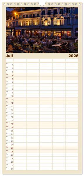 Produktbild: Familienplaner 2026 - Br&uuml;gge und Gent im Zwielicht mit 5 Spalten (Wandkalender, 21 x 45 cm) CALVENDO