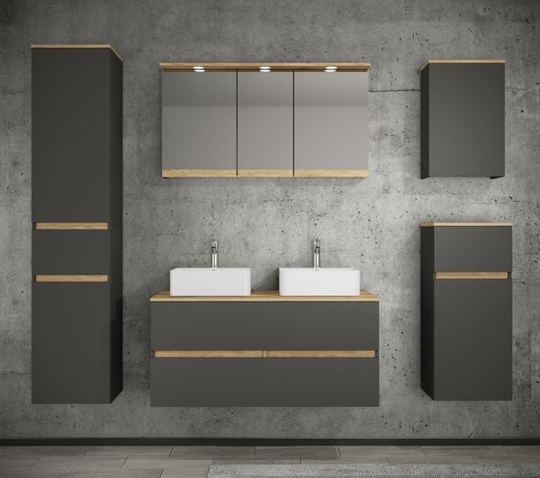 Produktbild: 7 tlg. Badm&ouml;bel-Set mit Waschbecken Cosila-A 111cm