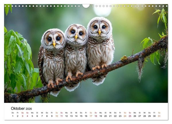 Produktbild: Eulen - Augen der Wildnis (Wandkalender 2026 DIN A3 quer), CALVENDO Monatskalender