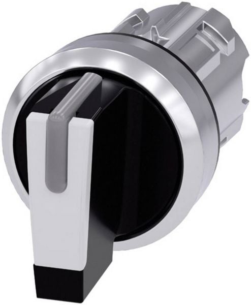 Produktbild: Siemens 3SU10522BM600AA0 3SU1052-2BM60-0AA0 Knebelschalter Frontring Metall, Hochglanz Schwarz, Wei&szlig; 2 x 45 &deg; 1 St.