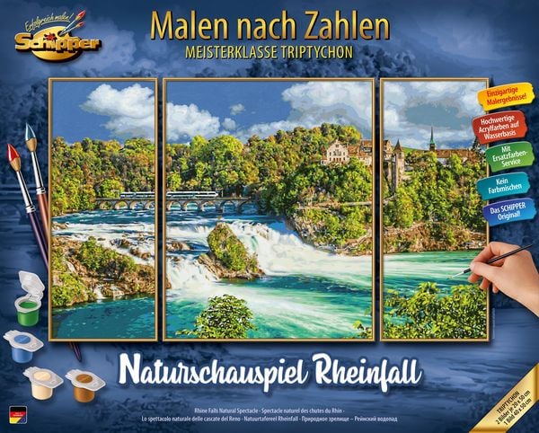 Schipper 609260888 - Malen nach Zahlen, Naturschauspiel Rheinfall, Triptchon