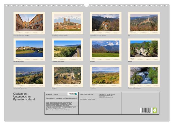 Produktbild: Okzitanien - Unterwegs im Pyren&auml;envorland (Wandkalender 2026 DIN A2 quer), CALVENDO Monatskalender