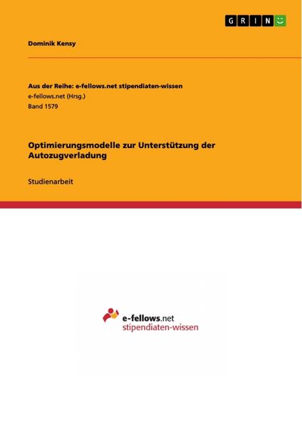Produktbild: Optimierungsmodelle zur Unterst&uuml;tzung der Autozugverladung