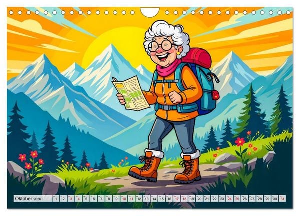 Produktbild: Oma rockt den Ruhestand - Lustiger Frauenkalender mit Humor (Wandkalender 2026 DIN A4 quer), CALVENDO Monatskalender