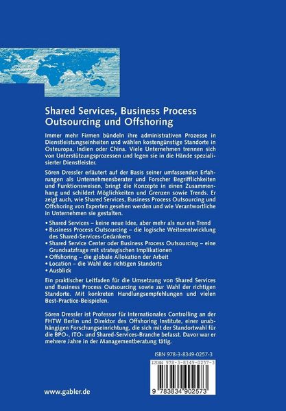 Produktbild: Shared Services, Business Process Outsourcing und Offshoring