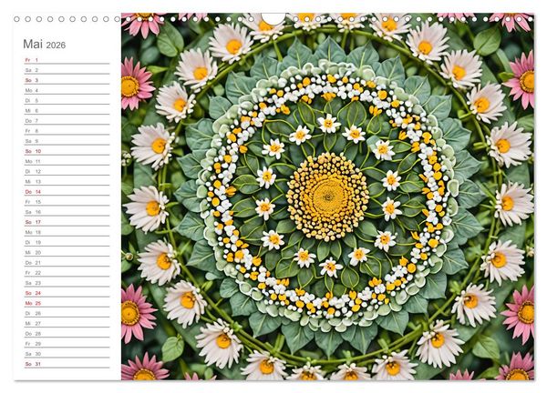 Produktbild: Natural Mandalas - Kraftvolle KI Mandalas aus Naturmaterialien (Wandkalender 2026 DIN A3 quer), CALVENDO Monatskalender