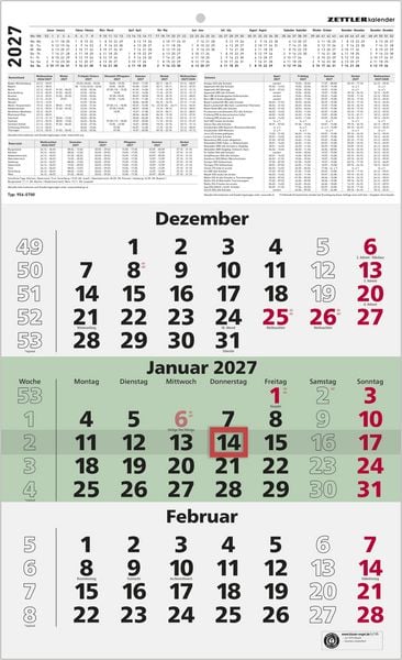 Produktbild: 3-Monatskalender gr&uuml;n Blauer Engel 2027