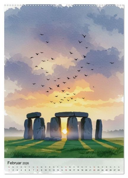 Produktbild: Kulturelle Sch&auml;tze in Aquarell (hochwertiger Premium Wandkalender 2026 DIN A2 hoch), Kunstdruck in Hochglanz