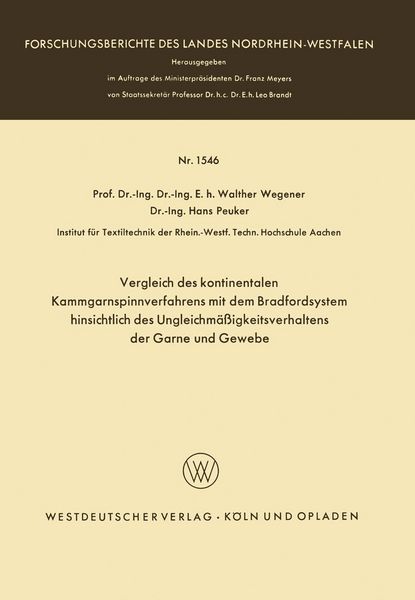 Produktbild: Vergleich des kontinentalen Kammgarnspinnverfahrens mit dem Bradfordsystem hinsichtlich des Ungleichm&auml;&szlig;igkeitsverhaltens der Garne und Gewebe