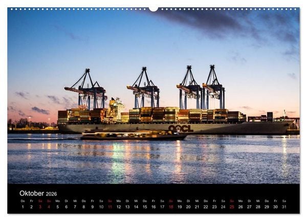 Produktbild: Der Hafen Hamburg bei Tag und Nacht (Wandkalender 2026 DIN A2 quer), CALVENDO Monatskalender