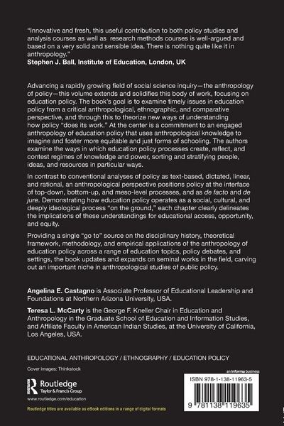 Produktbild: The Anthropology of Education Policy