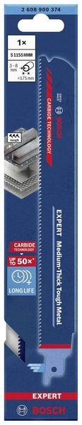 Produktbild: Bosch Accessories 2608900374 EXPERT &lsquo;Medium-Thick Tough Metal&rsquo; S 1155 HHM S&auml;bels&auml;geblatt, 1&nbsp;St&uuml;ck S&auml;geblatt-L&auml;nge 225 mm 1 St.
