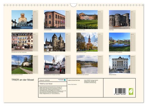 Produktbild: TRIER an der Mosel (Wandkalender 2026 DIN A3 quer), CALVENDO Monatskalender