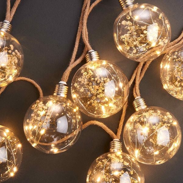 BUTLERS BULB LIGHTS LED Lichterkette Trockenblume