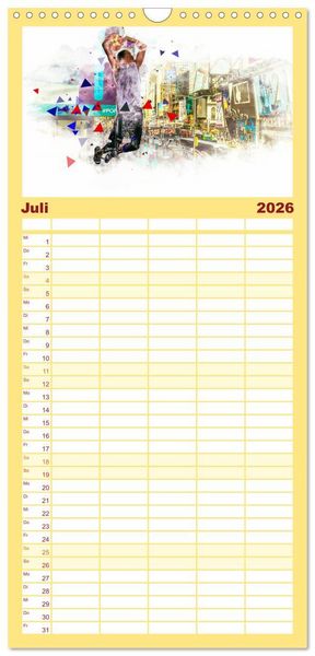 Produktbild: Familienplaner 2026 - Basketball Art mit 5 Spalten (Wandkalender, 21 x 45 cm) CALVENDO