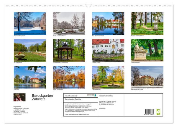 Produktbild: Barockgarten Zabeltitz (Wandkalender 2026 DIN A2 quer), CALVENDO Monatskalender