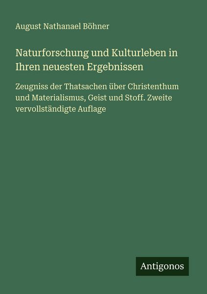 Produktbild: Naturforschung und Kulturleben in Ihren neuesten Ergebnissen