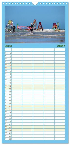 Produktbild: Familienplaner 2027 - Funsport Windsurfen mit 5 Spalten (Wandkalender, 21 x 45 cm) CALVENDO