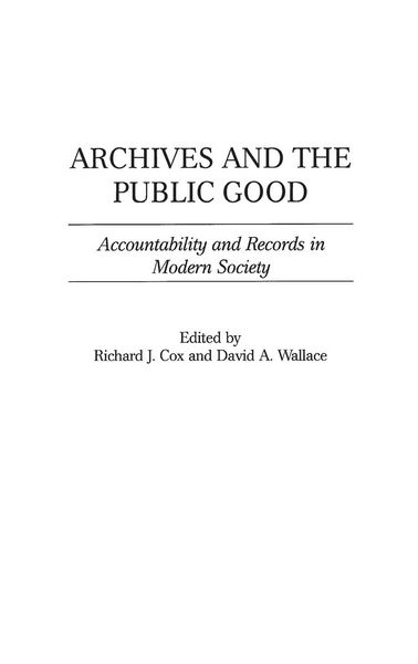 Produktbild: Archives and the Public Good