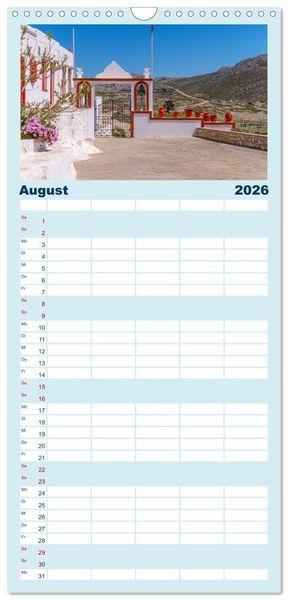 Produktbild: Familienplaner 2026 - Insel Chalki mit 5 Spalten (Wandkalender, 21 x 45 cm) CALVENDO