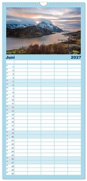 Produktbild: Familienplaner 2027 - Nordnorwegen - Wundervolle Lofoten mit 5 Spalten (Wandkalender, 21 x 45 cm) CALVENDO