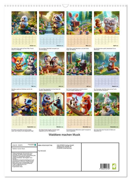 Produktbild: Waldtiere machen Musik (Wandkalender 2026 DIN A2 hoch), CALVENDO Monatskalender