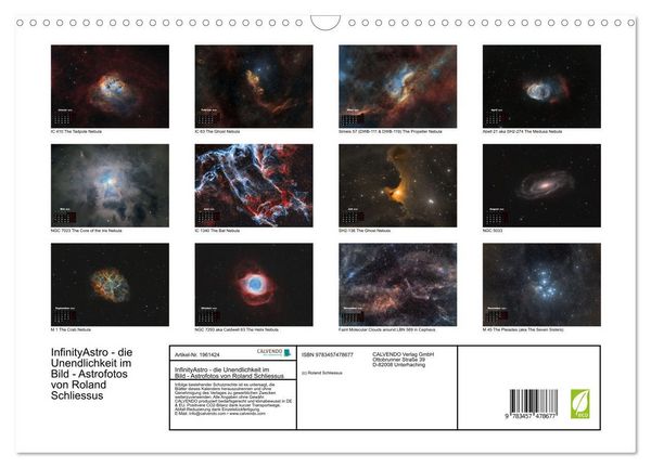 Produktbild: InfinityAstro - die Unendlichkeit im Bild - Astrofotos von Roland Schliessus (Wandkalender 2026 DIN A3 quer), CALVENDO Monatskalender
