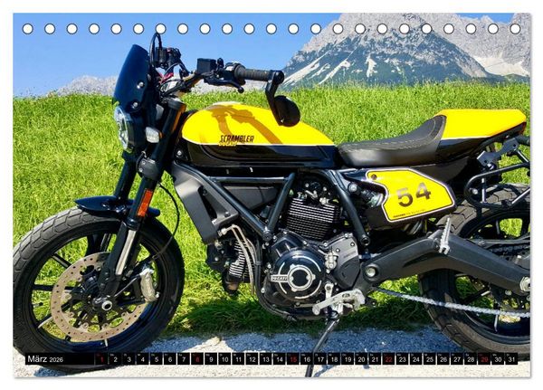 Produktbild: Scrambler Motorr&auml;der Individuell - Stylisch - Abenteuerlich (Tischkalender 2026 DIN A5 quer), CALVENDO Monatskalender