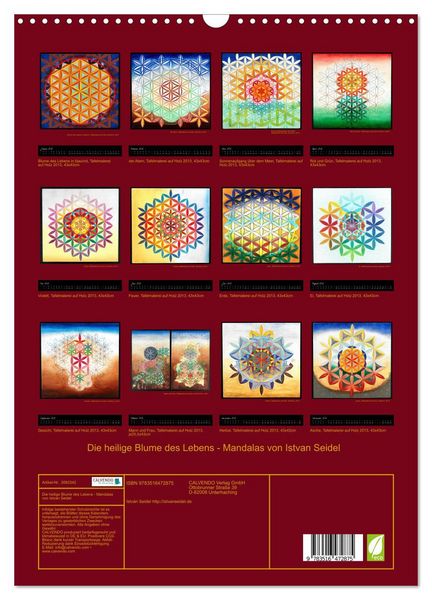 Produktbild: Die heilige Blume des Lebens - Mandalas von Istvan Seidel (Wandkalender 2026 DIN A3 hoch), CALVENDO Monatskalender