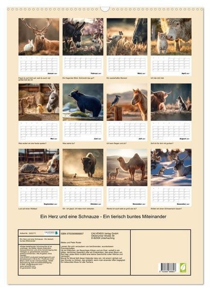 Produktbild: Ein Herz und eine Schnauze - Ein tierisch buntes Miteinander (Wandkalender 2027 DIN A2 hoch), CALVENDO Monatskalender