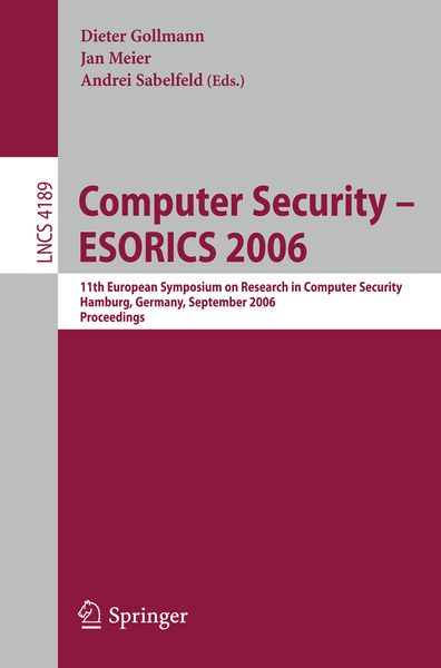 Produktbild: Computer Security &ndash; ESORICS 2006
