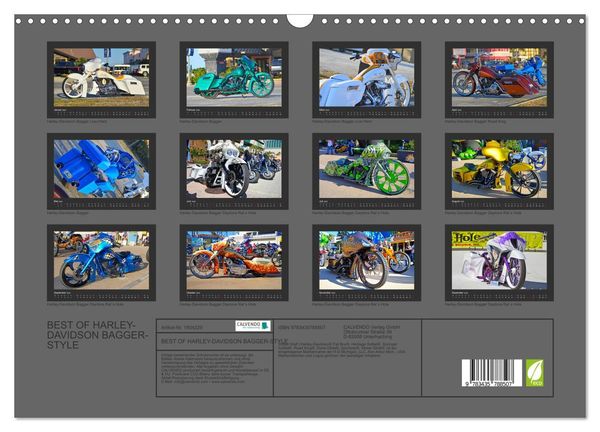 Produktbild: BEST OF HARLEY-DAVIDSON BAGGER-STYLE (Wandkalender 2025 DIN A3 quer), CALVENDO Monatskalender