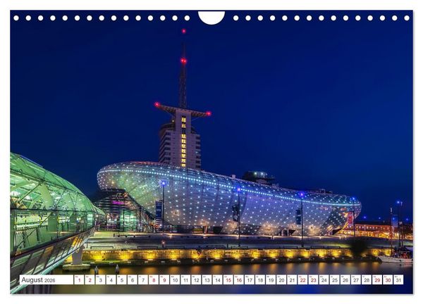 Produktbild: Bremen und Bremerhaven - Nachtaufnahmen (Wandkalender 2026 DIN A4 quer), CALVENDO Monatskalender