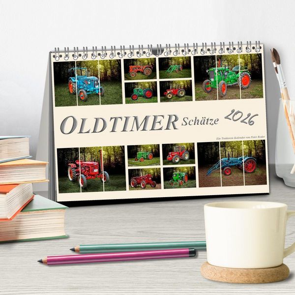 Produktbild: Oldtimer Sch&auml;tze. Ein Traktoren-Kalender (Tischkalender 2026 DIN A5 quer), CALVENDO Monatskalender