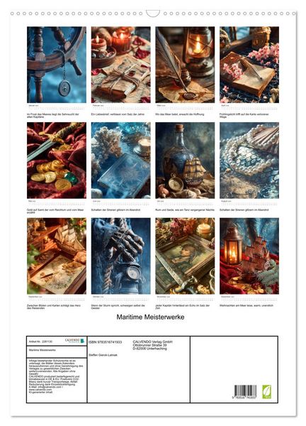 Produktbild: Maritime Meisterwerke (Wandkalender 2026 DIN A2 hoch), CALVENDO Monatskalender