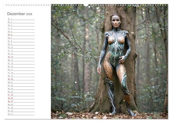 Produktbild: Tarnung und Illusion KI-Kunstvolle Verschmelzung von K&ouml;rper und Umgebung (Wandkalender 2026 DIN A2 quer), CALVENDO Monatskalender