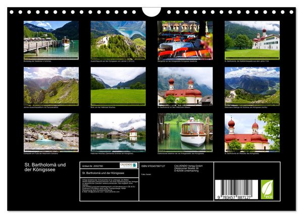 Produktbild: St. Bartholom&auml; und der K&ouml;nigssee (Wandkalender 2026 DIN A4 quer), CALVENDO Monatskalender