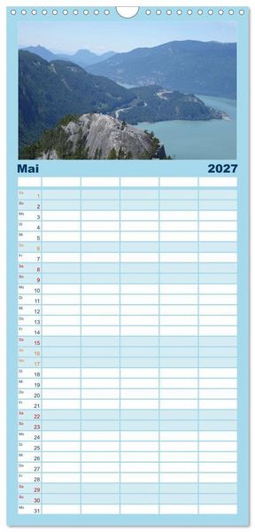 Produktbild: Familienplaner 2027 - Kanadas Westen - Berge und Wasser mit 5 Spalten (Wandkalender, 21 x 45 cm) CALVENDO
