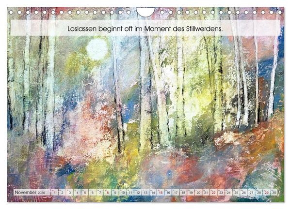 Produktbild: Loslassen als Kunst - Ein poetischer Jahresbegleiter in Bild und Wort (Wandkalender 2026 DIN A4 quer), CALVENDO Monatskalender