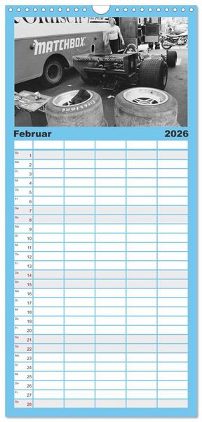 Produktbild: Familienplaner 2026 - Formel, Rennen, Boxengasse 1971-&acute;83 mit 5 Spalten (Wandkalender, 21 x 45 cm) CALVENDO