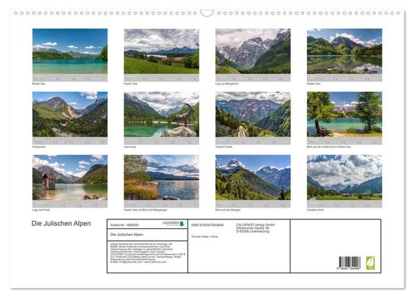 Produktbild: Die Julischen Alpen (Wandkalender 2026 DIN A2 quer), CALVENDO Monatskalender